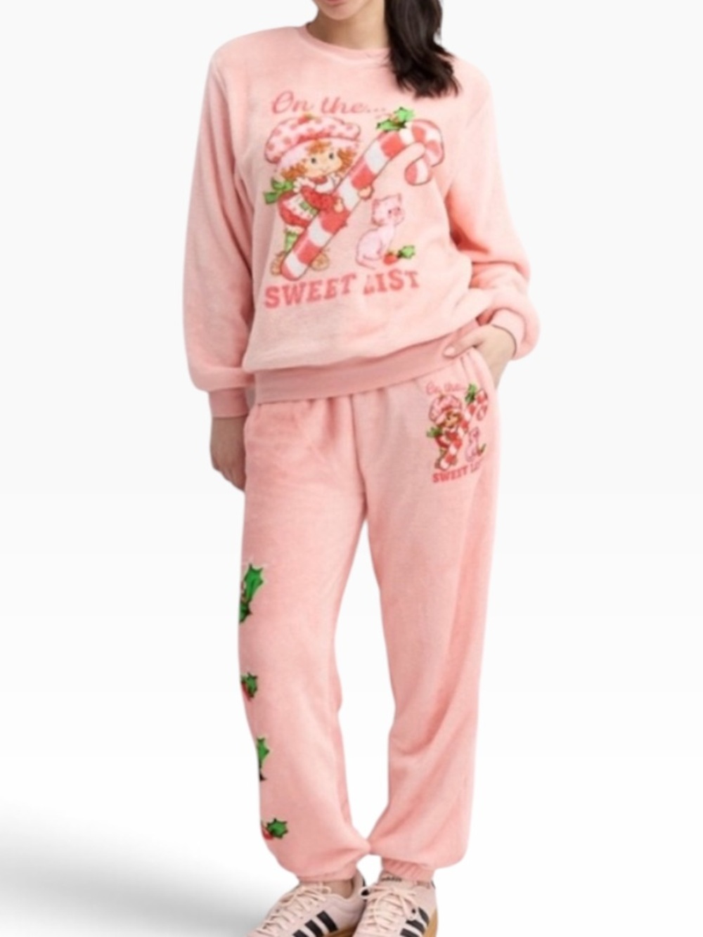 Strawberry Shortcake On the Sweet List Pink Plush Fleece Pajamas Lounge Set XL